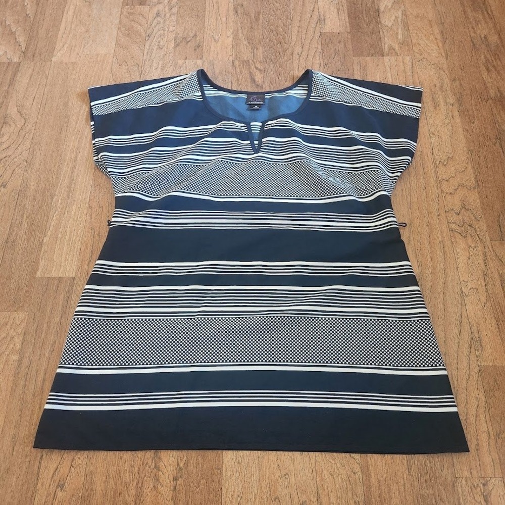 Oh Baby by Motherhood Maternity Tunic Top Navy Blue White Striped Size Med 393
